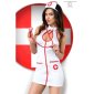 5-tlg Krankenschwester Outfit Rollenspiel Kostüm Weiß-Rot 38/40 (L/XL)