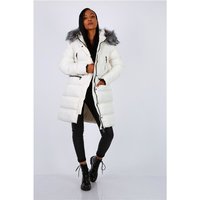 Womens winter puffer coat with hood & fake fur...