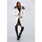 Womens winter puffer coat with hood & fake fur creme-white