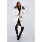 Womens winter puffer coat with hood & fake fur creme-white UK 10 (S)