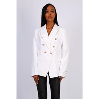 Noble womens blazer jacket with golden buttons white