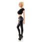 Skinny womens faux leather trousers lined black