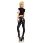 Skinny womens faux leather trousers lined black UK 8 (XS)