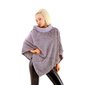 Damen Kunstfell Poncho Cape Überwurf asymmetrisch Grau