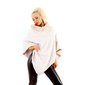Damen Kunstfell Poncho Cape Überwurf asymmetrisch Beige
