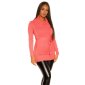 Damen Feinstrick Longpullover mit Rollkragen Coral
