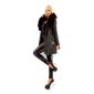 Womens winter coat imitation leather with faux fur black UK 14 (L)