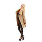 Noble womens coat with faux fur collar and belt beige