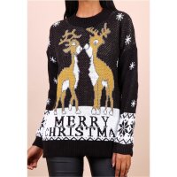 Damen Weihnachtspullover mit Rentieren Strickpullover...