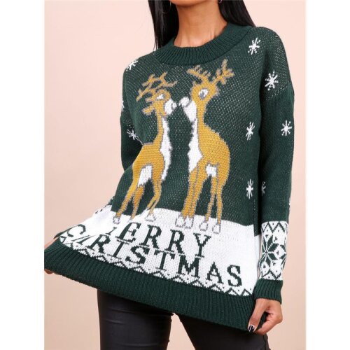Trendy womens knitted sweater Christmas green
