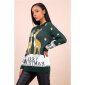 Trendy womens knitted sweater Christmas green