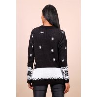 Trendy womens knitted sweater Christmas black Onesize (UK 8,10,12)