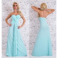 Floor-length glamour bandeau evening gown dress with train mint green Onesize (UK 8,10,12)