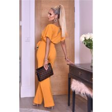 Womens batwing jumpsuit with wide leg incl. belt mustard