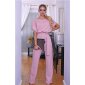 Womens batwing jumpsuit with wide leg incl. belt antique pink
