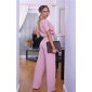 Womens batwing jumpsuit with wide leg incl. belt antique pink