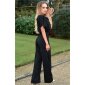 Womens batwing jumpsuit with wide leg incl. belt black