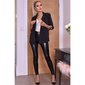 Damen Business Blazer Jacke mit Leo-Print am Ärmel Schwarz