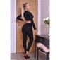 Womens rib-knitted loungewear set leisure suit black