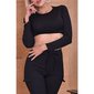 Damen Rippstrick Loungewear-Set Hausanzug Schwarz