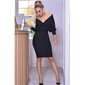 Knee length batwing wrap dress with belt black