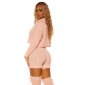 Damen Strick Zweiteiler Rollkragenpullover & Shorts Rosa