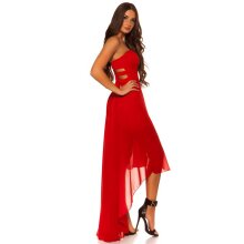 Trägerloses Abendkleid mit Chiffon Schleier Rot