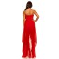 Trägerloses Abendkleid mit Chiffon Schleier Rot