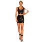 Skintight womens vinyl mini skirt latex look clubwear black UK 10 (M)