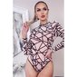 Damen Langarm Body Shirt mit abstraktem Muster hautfarben