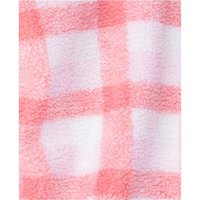 Checked womens borg fleece blouson jacket pink-white