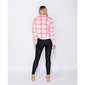 Checked womens borg fleece blouson jacket pink-white