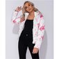 Damen Steppjacke mit Blumen und Kapuze im Kragen Weiß
