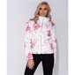 Damen Steppjacke mit Blumen und Kapuze im Kragen Weiß
