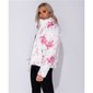 Womens high neck puffa jacket with flowers & hood white