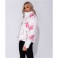 Damen Steppjacke mit Blumen und Kapuze im Kragen Weiß