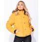 Damen Winter Steppjacke mit Kapuze und Kunstfell Senf