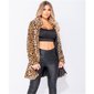 Damen Kurzmantel aus Kunstfell mit Animalprint Leopard Braun