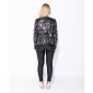 Collarless womens sequined blazer jacket party black
