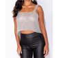 Glamour party metal rhinestone top clubwear silver