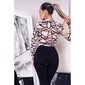 Womens long sleeve bodysuit with abstract print nude UK 10 (S)