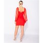 Bodycon mini dress with cups and sheer long sleeves red UK 14 (L)