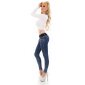 Womens skinny jeans incl. belt acid wash dark blue