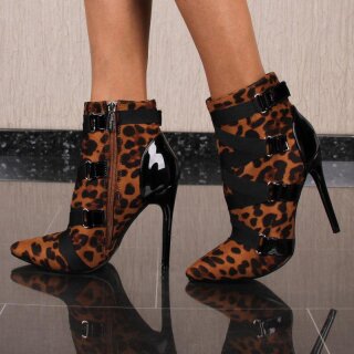 leopard print high heel boots
