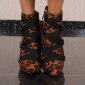 Sexy Damen Velours Stiefeletten High Heels Leopard Braun