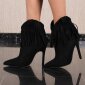 Damen Velours Stiefeletten mit Stilettoabsatz & Fransen Schwarz