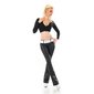 Womens thermo bootcut jeans in leather look incl. belt black