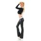 Damen Thermo Bootcut Jeans in Leder-Look inkl. Gürtel Schwarz