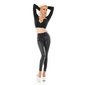 Womens skinny high waist paperbag trousers leather look black