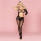 Sexy mesh bodystocking catsuit with open rear black